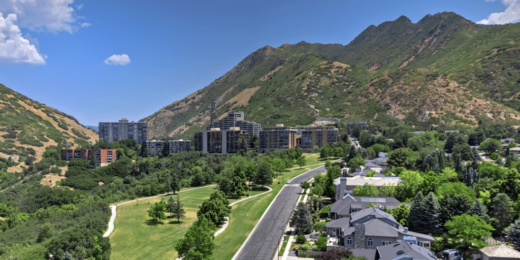 Aerial view of the East Bench neighborhood in Salt Lake City Utah